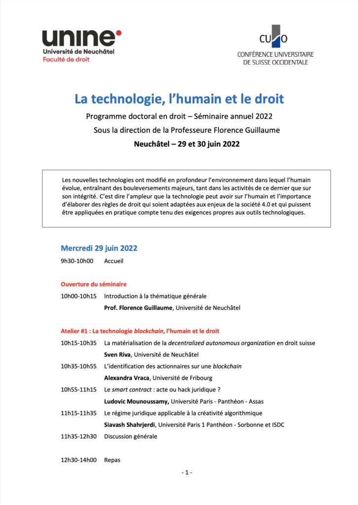 Programme du séminaire